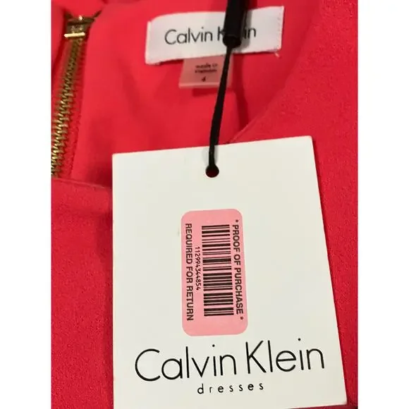 Calvin Klein Women's Rose Pink Cold Shoulder Knee Length Dress Back Zip SZ 4 NWT - Picture 9 of 11